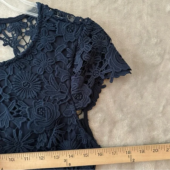 Lulu's Midnight Blue Floral Lace Mini Dress Size Medium - Picture 5 of 15